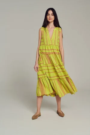 Devotion TWINS Ella Sleeveless Midi-N.Lime/Beige^Women Dresses