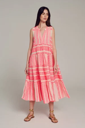 Devotion TWINS Ella Sleeveless Midi-N.Pink/Offwhite^Women Dresses