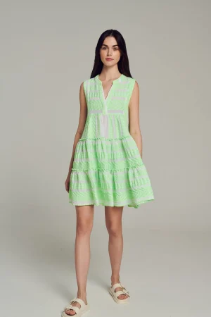 Devotion TWINS Ella Sleeveless Short-N.Gr-N.Lime/White^Women Dresses